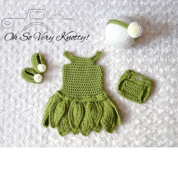 Disney Fairy Tinkerbell Crochet Baby Girl Halloween Costume Set